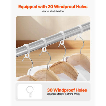 VEVOR 2-Tier Telescopic Clothes Drying Rack w/ 30 Windproof Holes & 2 Shoe Hooks