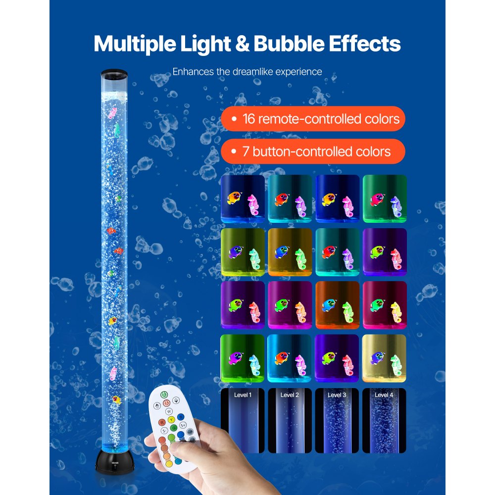 Bubble Tube Lamp 16 Color 1.5 m Sensory Aquarium Lamp for Relief Calming