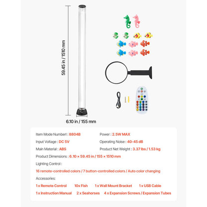 Bubble Tube Lamp 16 Color 1.5 m Sensory Aquarium Lamp for Relief Calming