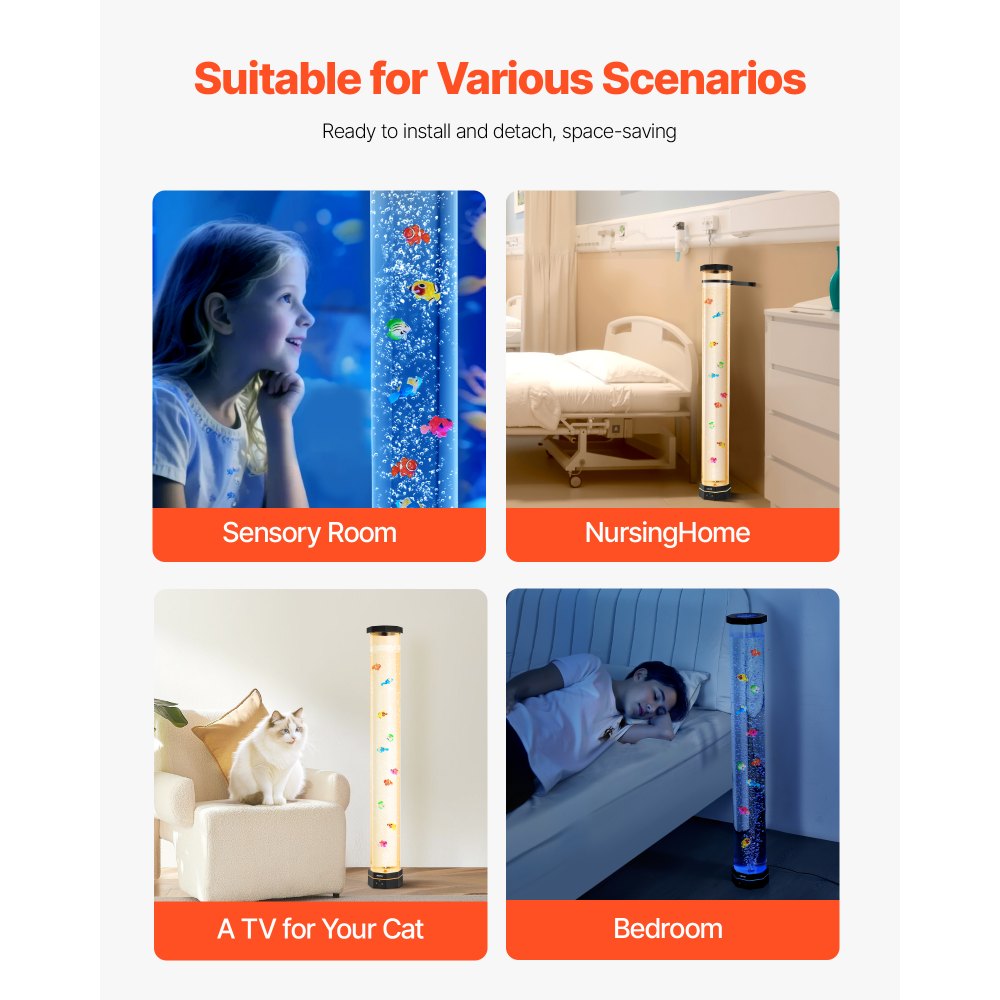 Bubble Tube Lamp 16 Color 100 cm Sensory Aquarium Lamp for Relief Calming