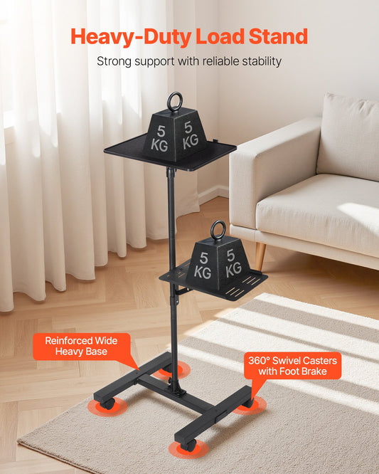 Projector Stand, 2 Shelves Laptop Floor Stand, Projector Stands Table with Adjustable Height 860 to 1360mm, I-Beam Frame Projectors Stands Tripod for Meetings, Outdoor Movies, Video Stand