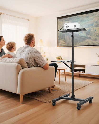 Projector Stand, 2 Shelves Laptop Floor Stand, Projector Stands Table with Adjustable Height 860 to 1360mm, I-Beam Frame Projectors Stands Tripod for Meetings, Outdoor Movies, Video Stand