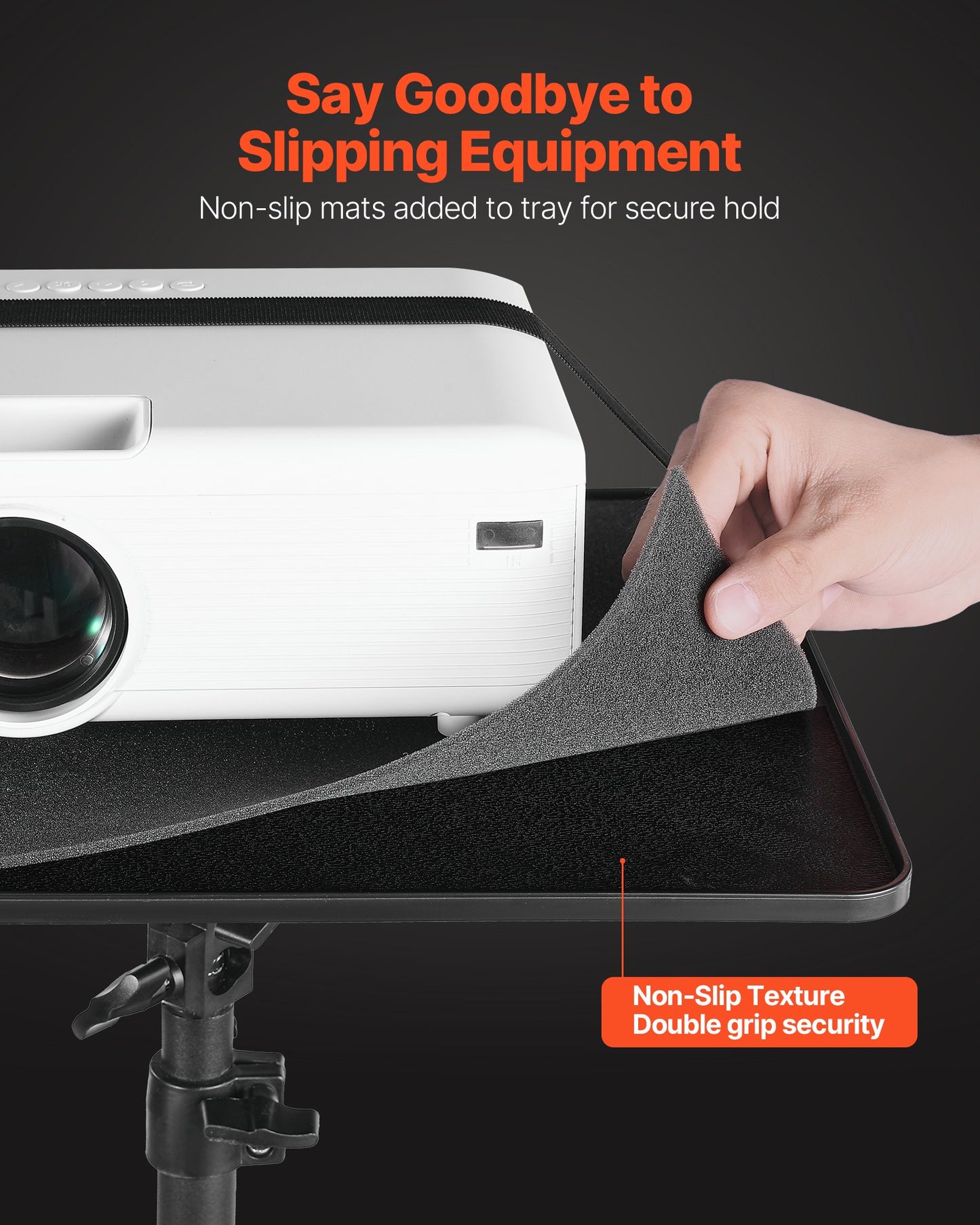 Projector Stand, 2 Shelves Laptop Floor Stand, Projector Stands Table with Adjustable Height 860 to 1360mm, I-Beam Frame Projectors Stands Tripod for Meetings, Outdoor Movies, Video Stand