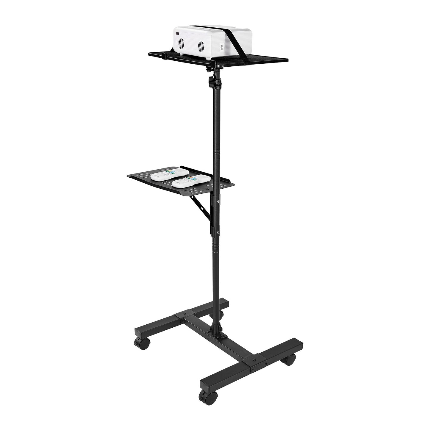 Projector Stand, 2 Shelves Laptop Floor Stand, Projector Stands Table with Adjustable Height 860 to 1360mm, I-Beam Frame Projectors Stands Tripod for Meetings, Outdoor Movies, Video Stand