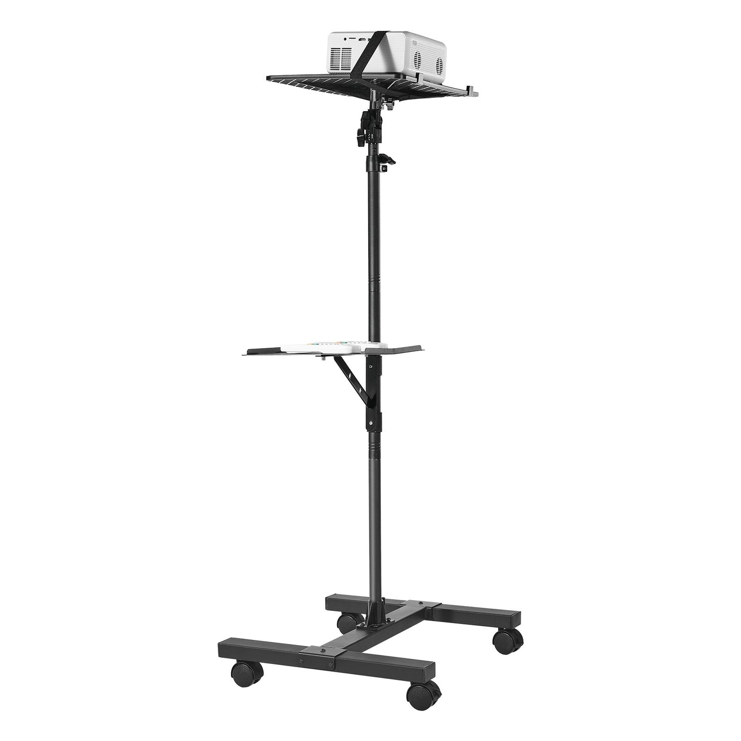Projector Stand, 2 Shelves Laptop Floor Stand, Projector Stands Table with Adjustable Height 860 to 1360mm, I-Beam Frame Projectors Stands Tripod for Meetings, Outdoor Movies, Video Stand