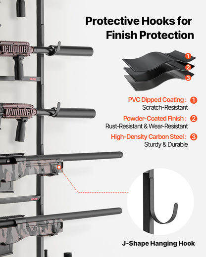 Gun Rack, Floor Standing, Indoor Rifle Shotgun Rack Stand with Storage Shelf, for Wall Mount Gun Display Stand, Holds up to 5 Rifles, Heavy Duty Steel, for Home Garage Hunting Long Guns Storage