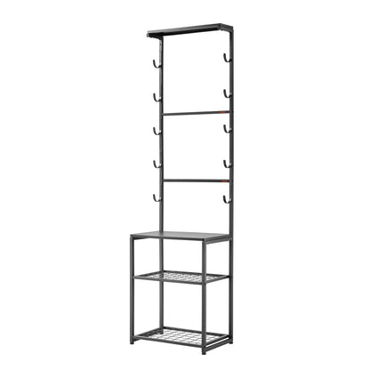 Gun Rack, Floor Standing, Indoor Rifle Shotgun Rack Stand with Storage Shelf, for Wall Mount Gun Display Stand, Holds up to 5 Rifles, Heavy Duty Steel, for Home Garage Hunting Long Guns Storage