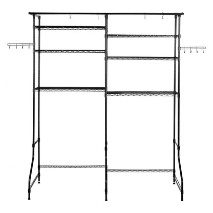 VEVOR Over Washer and Dryer Storage Shelf Two Row 6 Tiers Washer Rack Black