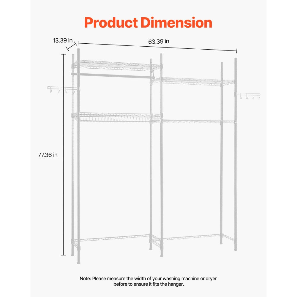 VEVOR Over Washer and Dryer Storage Shelf Two Row 4 Tiers Washer Rack White
