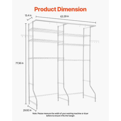 VEVOR Over Washer and Dryer Storage Shelf Two Row 6 Tiers Washer Rack White