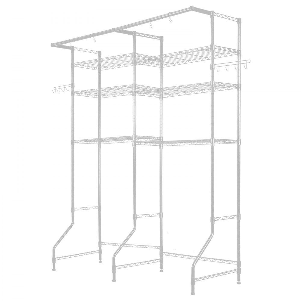 VEVOR Over Washer and Dryer Storage Shelf Two Row 6 Tiers Washer Rack White