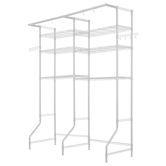 VEVOR Over Washer and Dryer Storage Shelf Two Row 6 Tiers Washer Rack White
