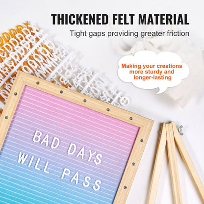 Gradient Felt Message Board with LED Lights, 0.25m, 510 Letters, Easel Stand