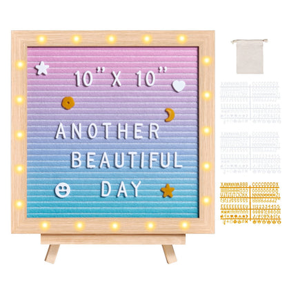Gradient Felt Message Board with LED Lights, 0.25m, 510 Letters, Easel Stand
