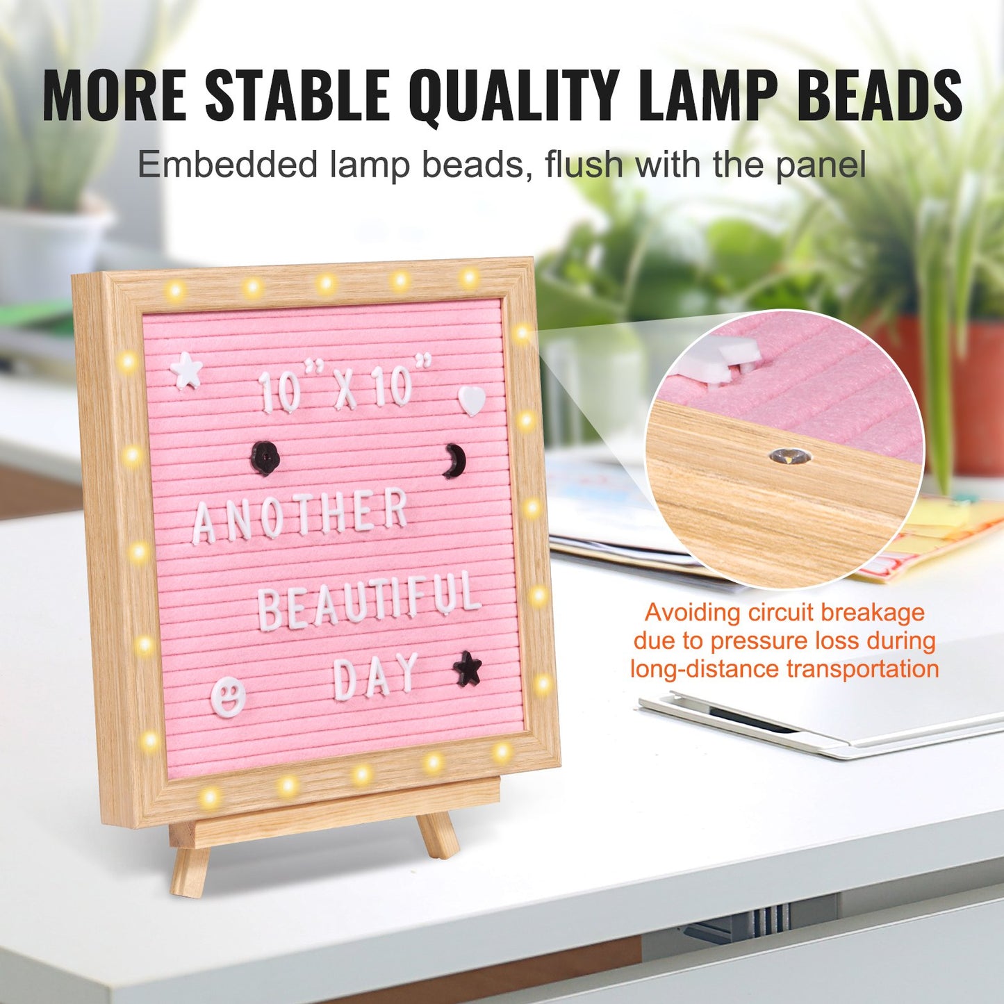 VEVOR Pink Felt Letter Board, 253x253 mm Felt Message Board, Changeable Sign Boards