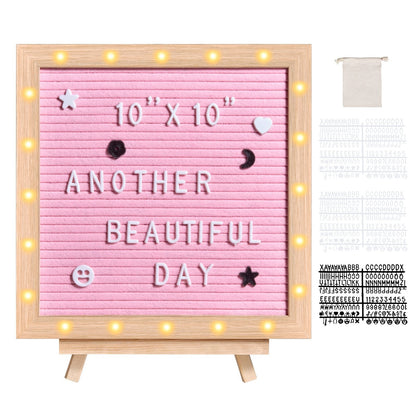 Pink Felt Message Board with LED Lights & 510 Letters - 0.25x0.25m