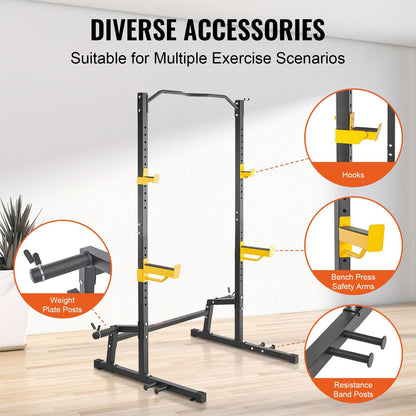 Adjustable Heavy Duty Power Rack with Pull-up Bar for Home Gym, 362 kg Capacity