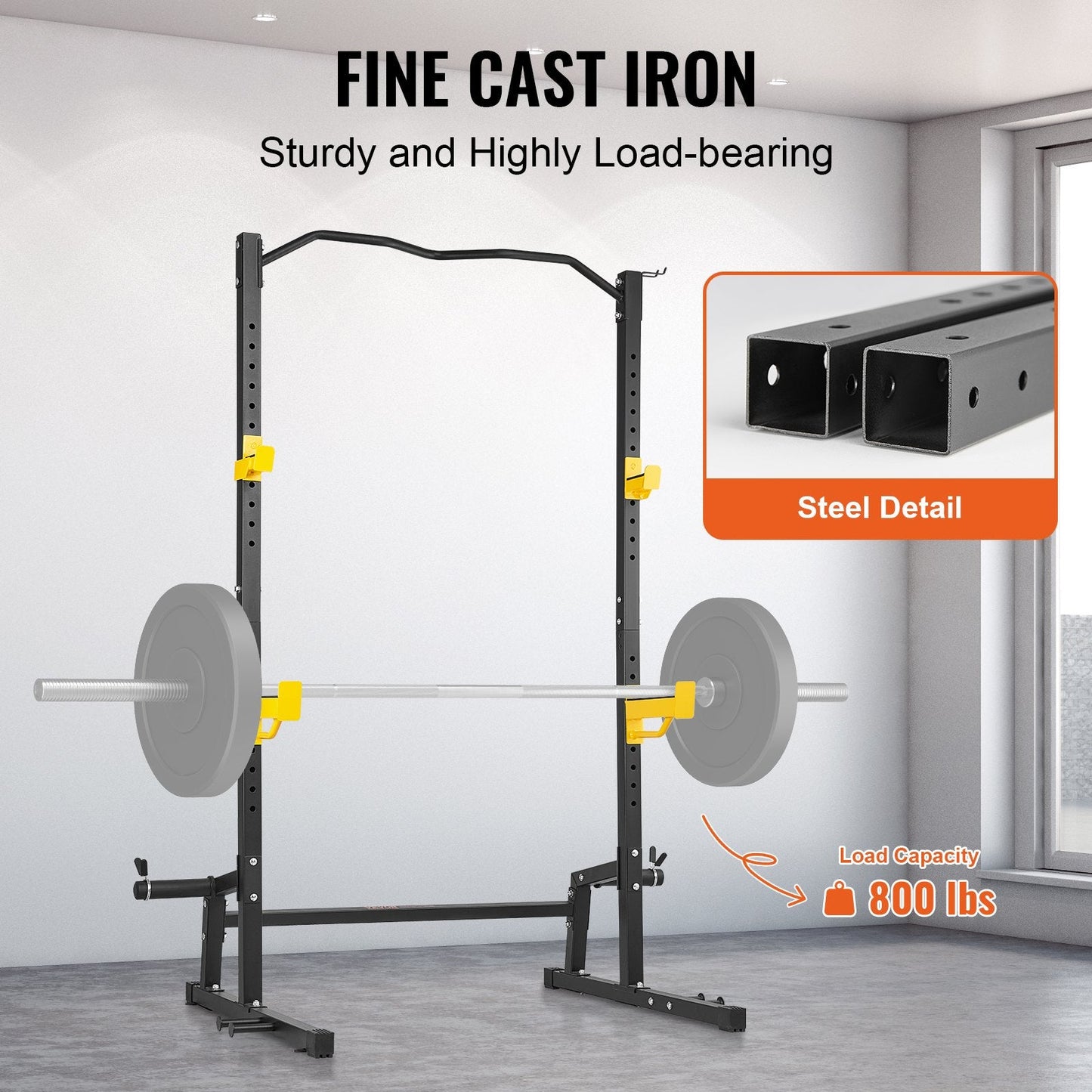 Adjustable Heavy Duty Power Rack with Pull-up Bar for Home Gym, 362 kg Capacity