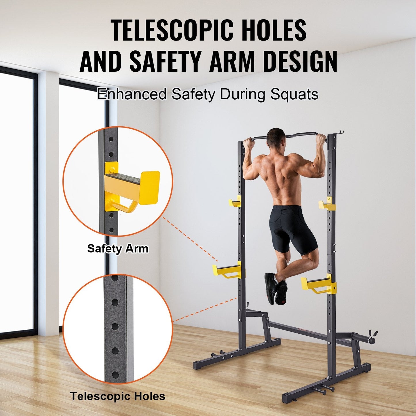 Adjustable Heavy Duty Power Rack with Pull-up Bar for Home Gym, 362 kg Capacity