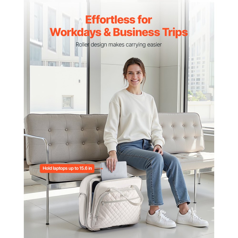 VEVOR Rolling Laptop Bag 39.62 cm Wheeled Computer Bag for Travel Women Men