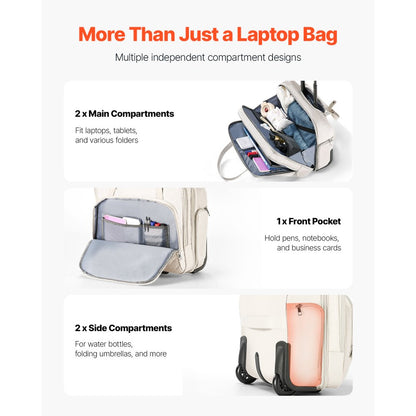 VEVOR Rolling Laptop Bag 39.62 cm Wheeled Computer Bag for Travel Women Men