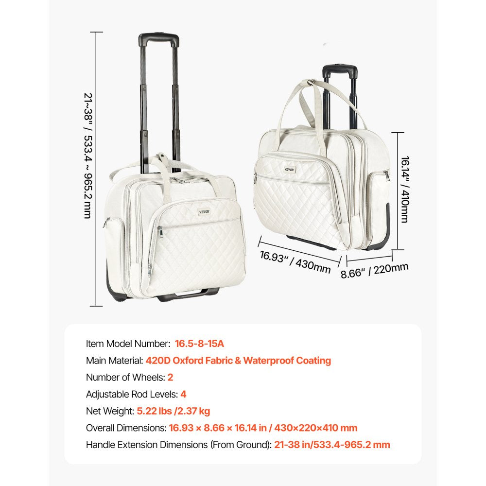 VEVOR Rolling Laptop Bag 39.62 cm Wheeled Computer Bag for Travel Women Men