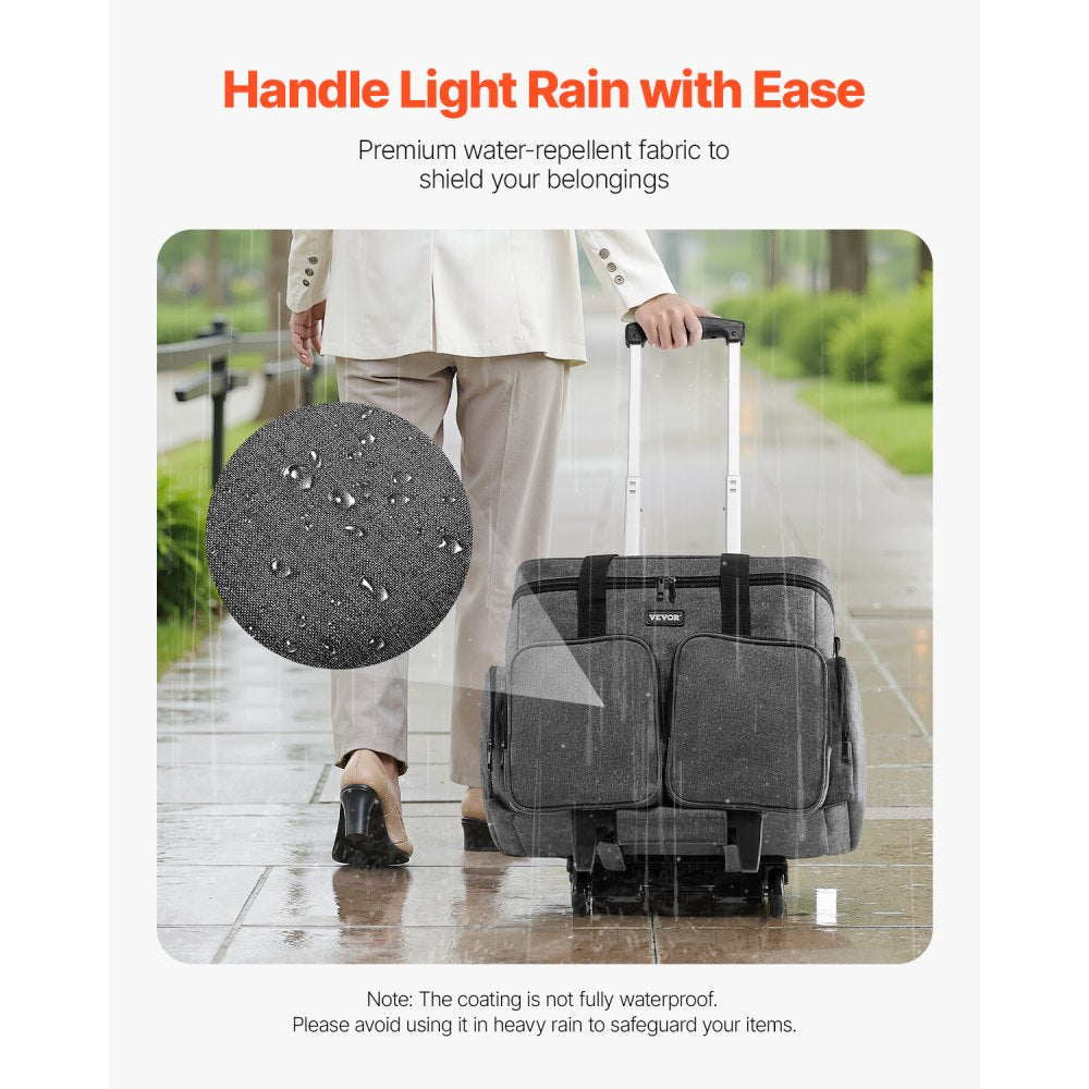 VEVOR Rolling Laptop Bag 39.62 cm Wheeled Computer Bag for Women & Men Gray