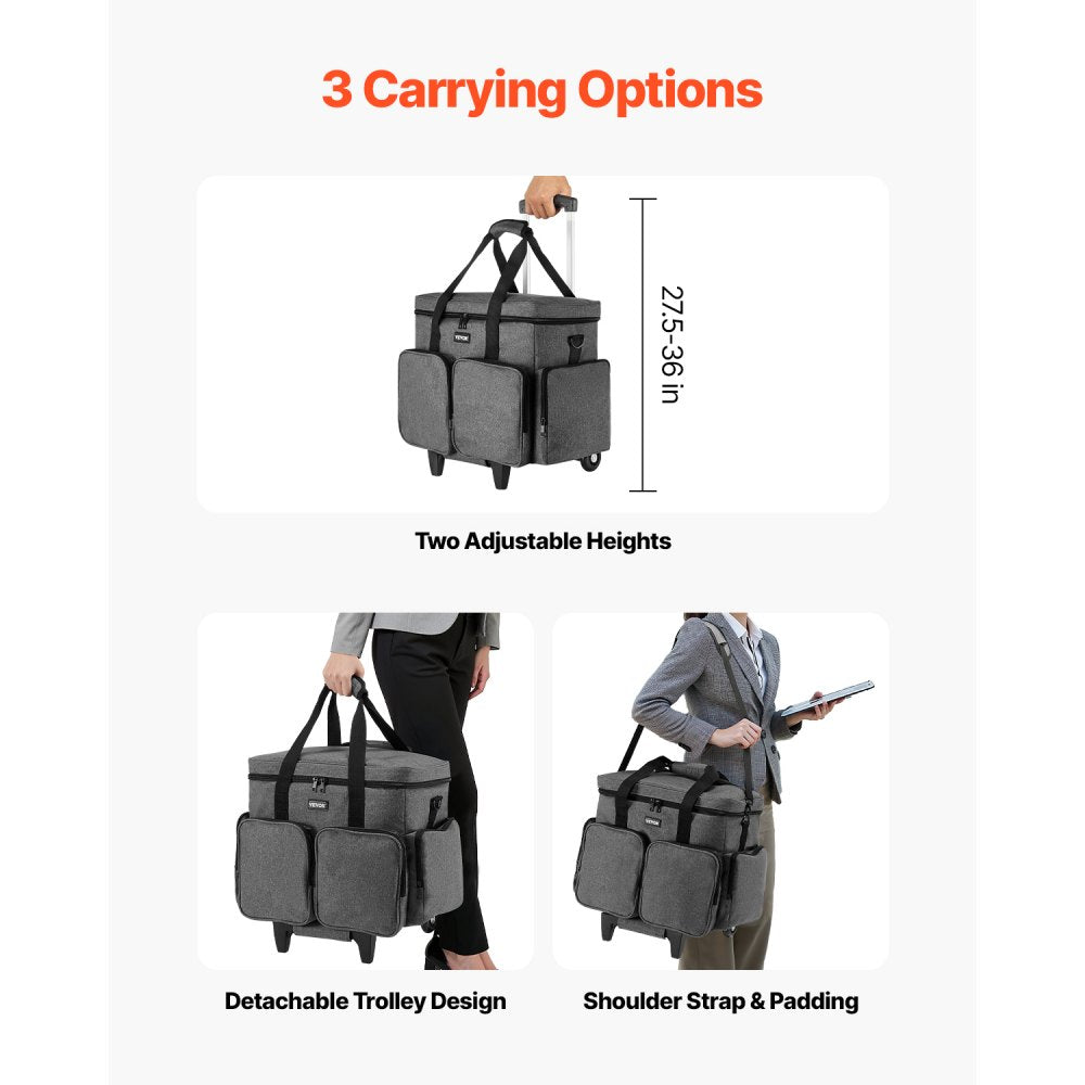 VEVOR Rolling Laptop Bag 39.62 cm Wheeled Computer Bag for Women & Men Gray