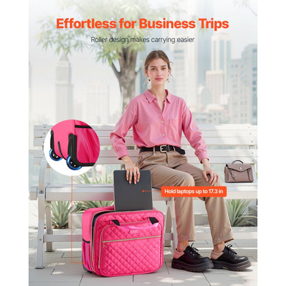 VEVOR Rolling Laptop Bag 43.94 cm Wheeled Computer Bag for Travel Women Men