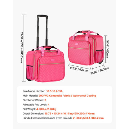 VEVOR Rolling Laptop Bag 43.94 cm Wheeled Computer Bag for Travel Women Men