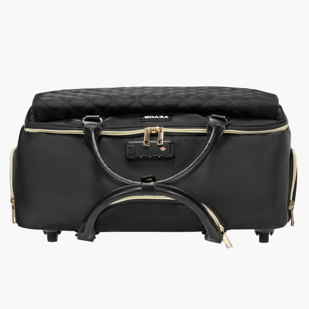VEVOR Rolling Laptop Bag 43.94 cm Wheeled Computer Bag for Women Men Black Gold