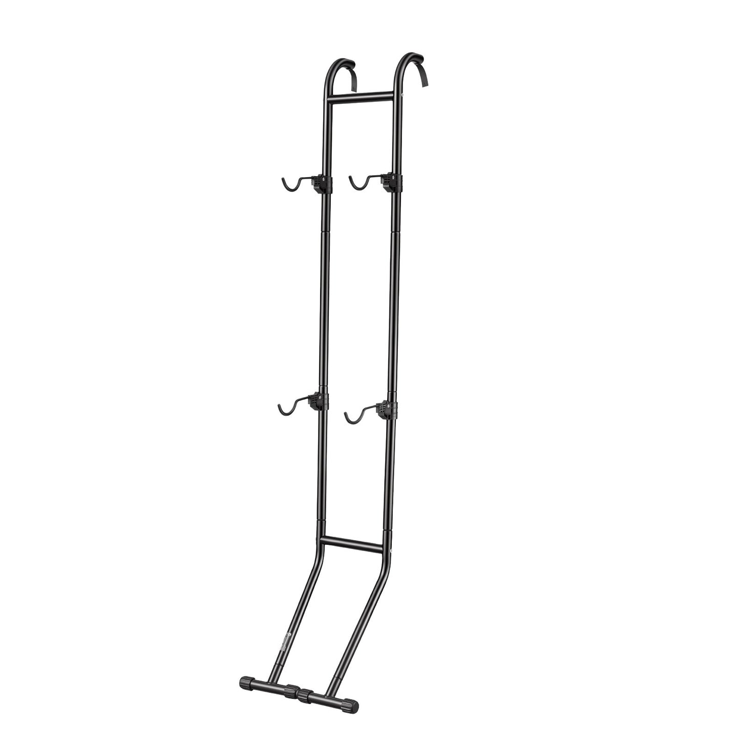 Bike Stand for 2 Bikes, Freestanding Vertical Bike Storage Rack, with Height-Adjustable Hooks, Heavy-Duty Carbon Steel Standing Bicycle Floor Stand, Ideal for Garage, Apartment, Home, Black