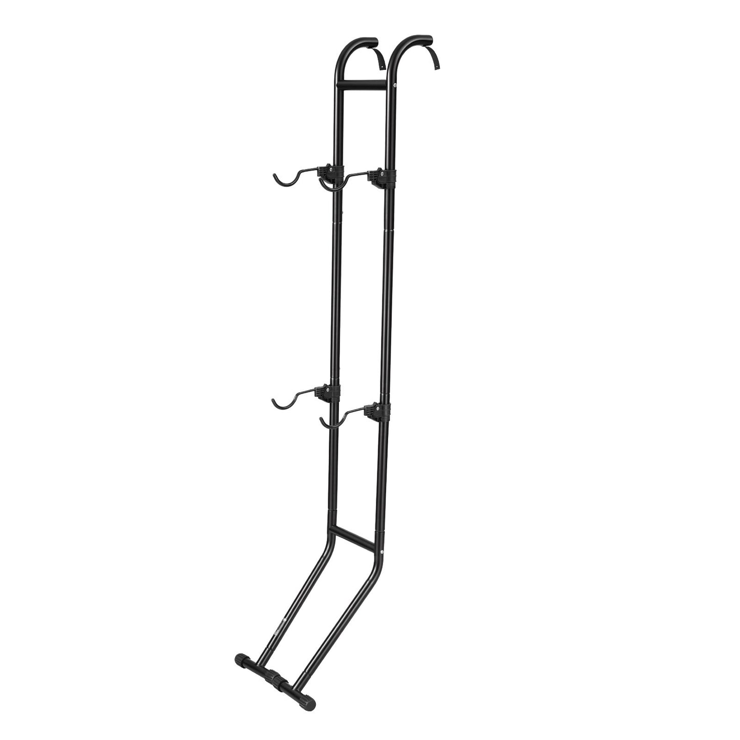 Bike Stand for 2 Bikes, Freestanding Vertical Bike Storage Rack, with Height-Adjustable Hooks, Heavy-Duty Carbon Steel Standing Bicycle Floor Stand, Ideal for Garage, Apartment, Home, Black