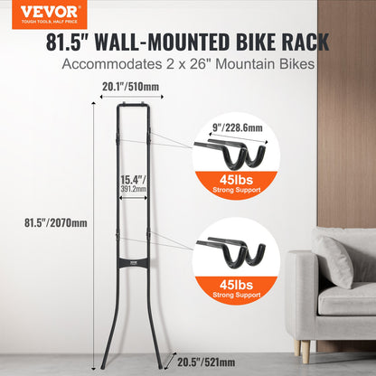 VEVOR 2 Bike Storage Rack, Free Standing Gravity Wall Vertical Bike Rack, Fully