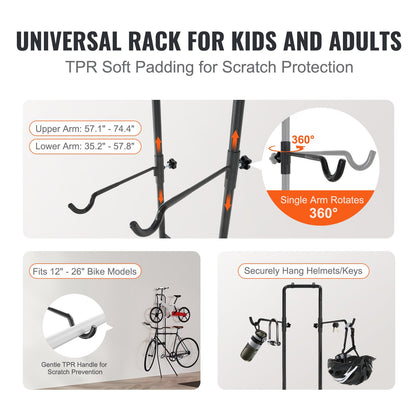 VEVOR 2 Bike Storage Rack, Free Standing Gravity Wall Vertical Bike Rack, Fully