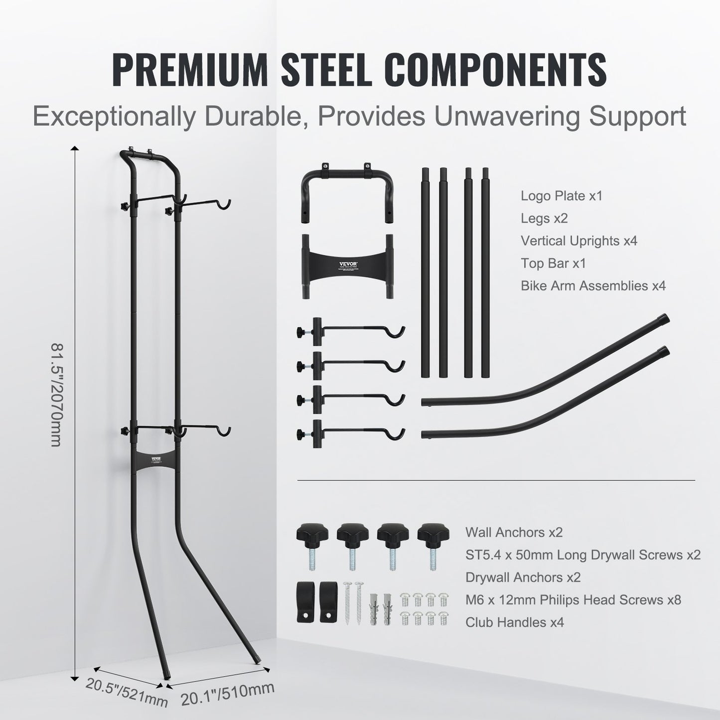 VEVOR 2 Bike Storage Rack, Free Standing Gravity Wall Vertical Bike Rack, Fully
