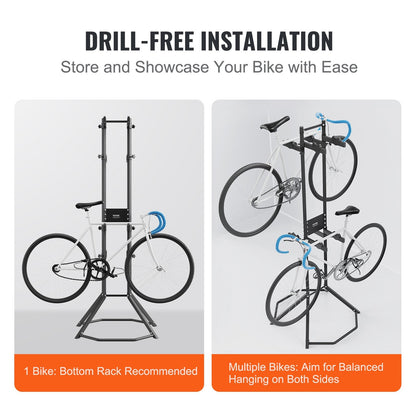 4-Bike Vertical Storage Rack, Adjustable Gravity Stand for Garage or Home Use