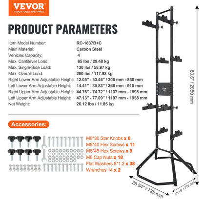 VEVOR 4 Bike Storage Rack, Free Standing Gravity Wall Vertical Bike Rack, Fully