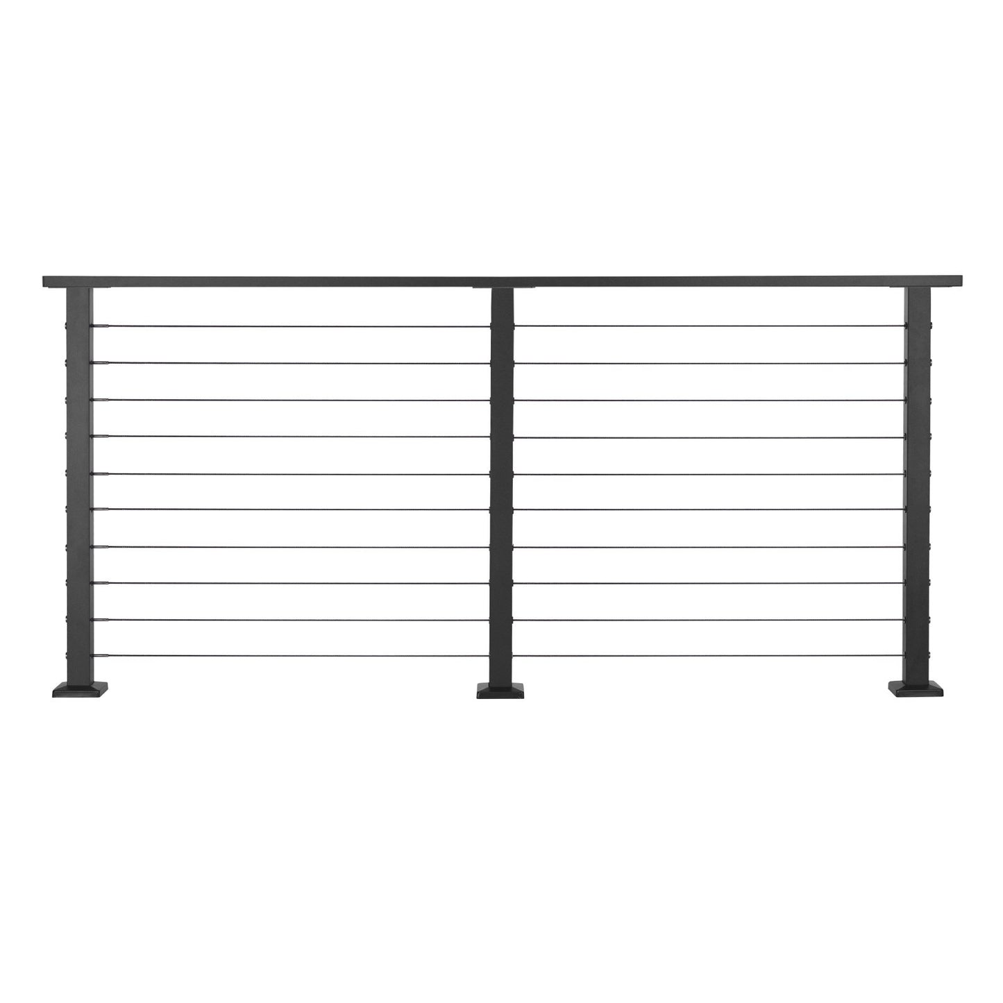 198 cm Complete Cable Railing Kit with Post, 89 cm Tall Matte Black Stainless Steel Handrail Cuttable for Outdoor/Indoor Steps, Level Hole Drilled Railing Posts System for Stairs,Deck,Balcony