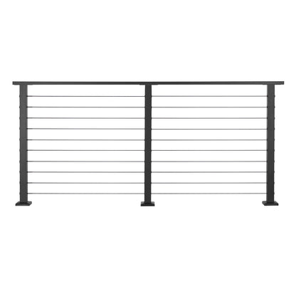 198 cm Complete Cable Railing Kit with Post, 89 cm Tall Matte Black Stainless Steel Handrail Cuttable for Outdoor/Indoor Steps, Level Hole Drilled Railing Posts System for Stairs,Deck,Balcony