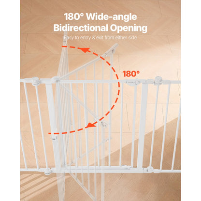 Baby Gate 192 Inch Extra Wide 28 Inch High 8-Panel Foldable Dog Gate White
