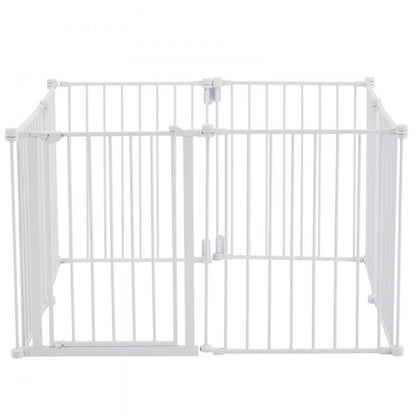 Baby Gate 192 Inch Extra Wide 28 Inch High 8-Panel Foldable Dog Gate White