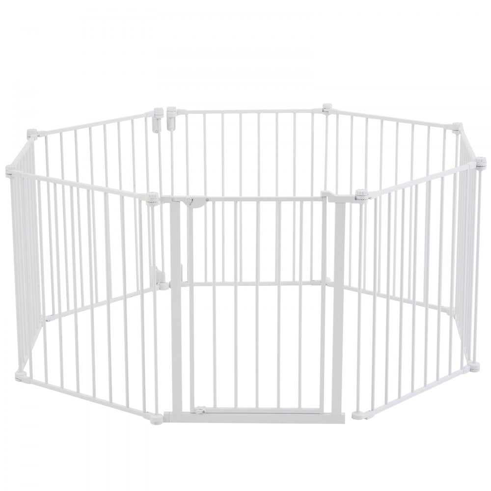 Baby Gate 192 Inch Extra Wide 28 Inch High 8-Panel Foldable Dog Gate White
