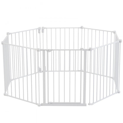 Baby Gate 192 Inch Extra Wide 28 Inch High 8-Panel Foldable Dog Gate White