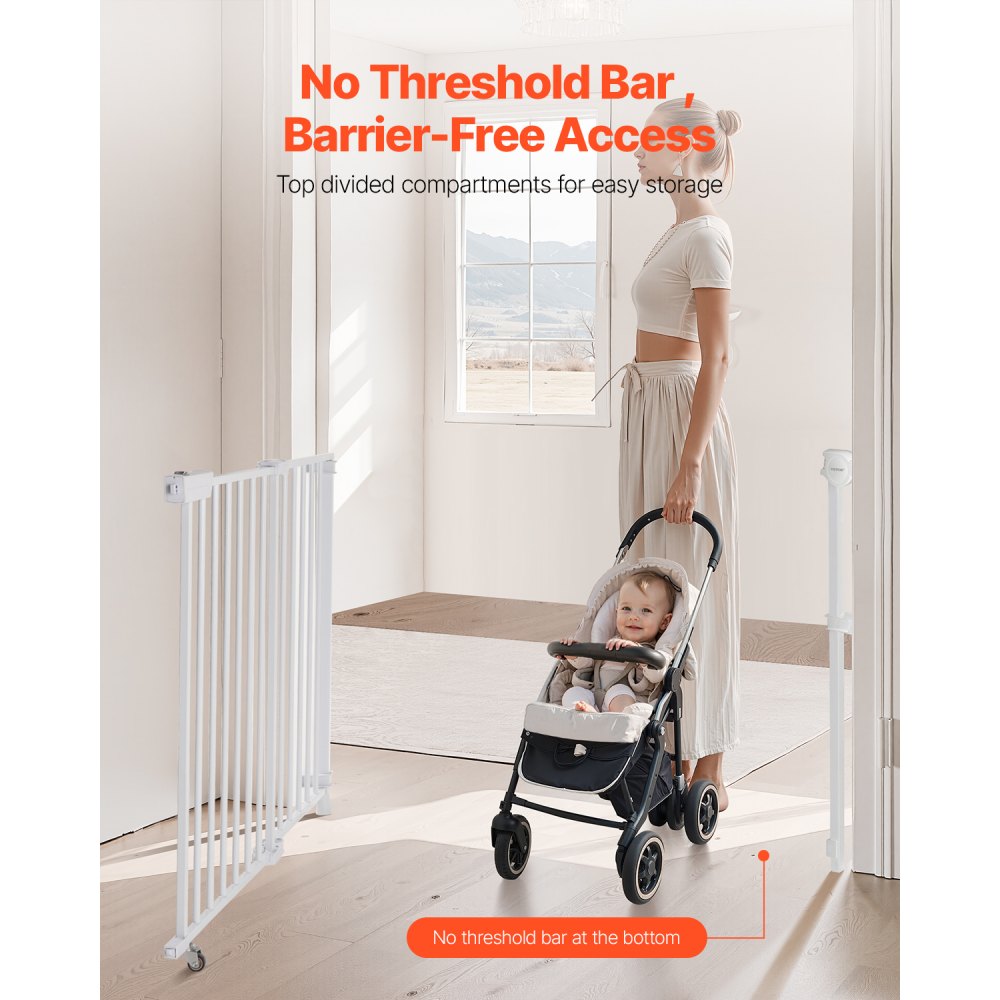 VEVOR Baby Gate 29.5-43 Inches Adjustable Width 28 Inches High Dog Gate White