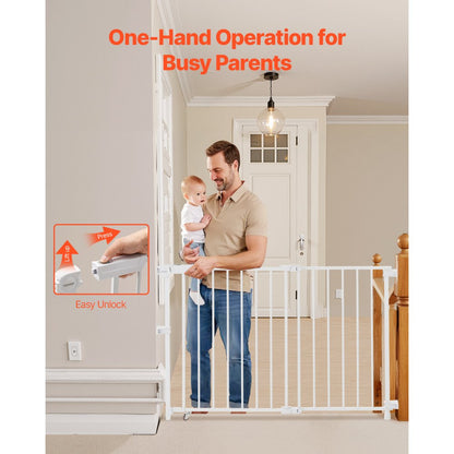 VEVOR Baby Gate 29.5-43 Inches Adjustable Width 28 Inches High Dog Gate White