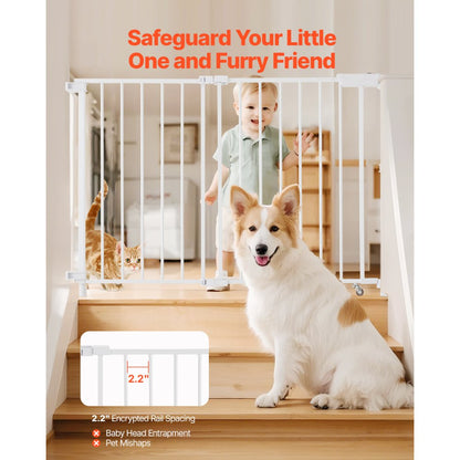 VEVOR Baby Gate 29.5-43 Inches Adjustable Width 28 Inches High Dog Gate White