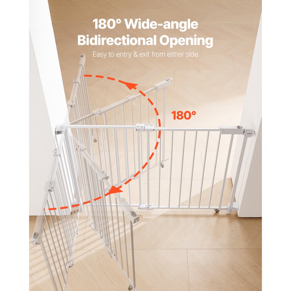VEVOR Baby Gate 29.5-43 Inches Adjustable Width 28 Inches High Dog Gate White
