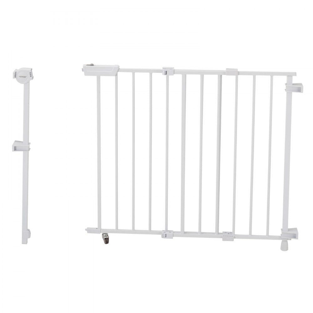 VEVOR Baby Gate 29.5-43 Inches Adjustable Width 28 Inches High Dog Gate White
