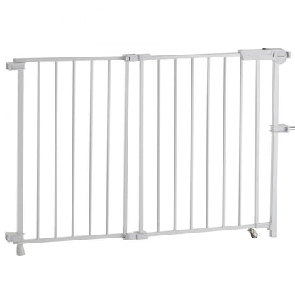 VEVOR Baby Gate 29.5-43 Inches Adjustable Width 28 Inches High Dog Gate White
